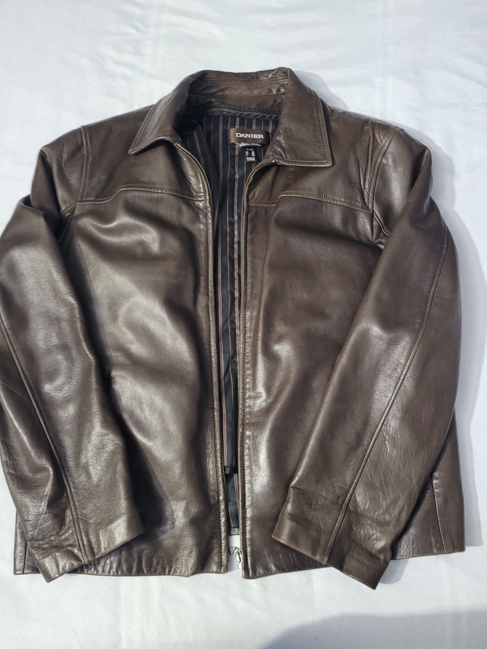 Danier Men's Dark Brown Leather Zip Jacket